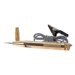 Tester di circuito automobilistico in ottone per 6 V, 12 V e 24 V con clip a coccodrillo.
