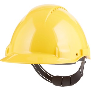 Casco protettivo giallo 3M G3000CUVYPRO1 con ventilazione per una protezione ottimale della testa.
