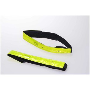 Lot de 2 bandes réfléchissantes LED jaunes pour vélo, jogging, etc. Bande de sécurité avec velcro.