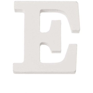Lettera E bianca in MDF, altezza 5,5 cm, per bricolage e decorazioni.