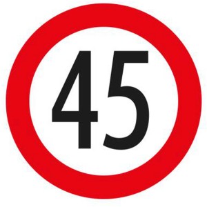 Adesivo Unitec limite di velocità 45 km/h per esterni.