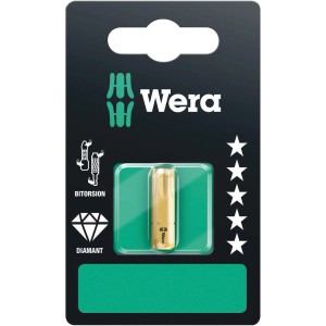 Wera Bit TX40, 25mm, rivestito in diamante con zona Bi-Torsion per una presa sicura nelle viti.