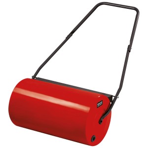 Rouleau à gazon Einhell GC-GR 57, rouge, avec poignée noire. Idéal pour niveler les pelouses.