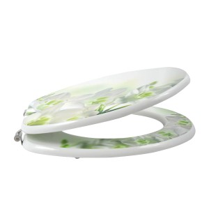 Abattant WC MSV Sofaia avec motif floral, MDF, multicolore, charnières en acier inoxydable.
