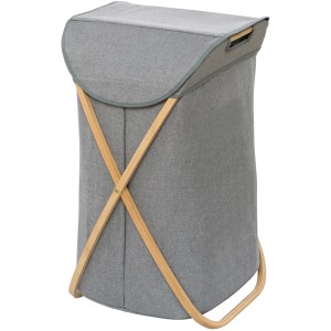 Cesto portabiancheria Wenko Bahari, 79 l, bambù, grigio con coperchio.