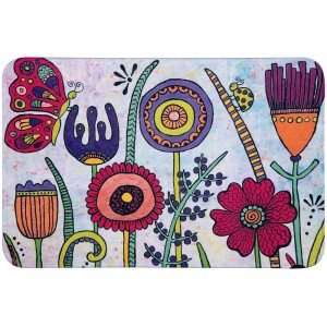 Tappeto bagno Wenko Full Bloom Rollin Art con fiori colorati e farfalla, 45x70 cm.