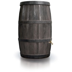 Arves Botte per acqua piovana Burgundy, 500 l, con rubinetto dorato. Aspetto botte di rovere per irrigazione giardino.