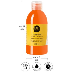 Peinture tempera orange I Am Creative, 250 ml, prête à l'emploi pour la peinture acrylique.