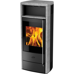 Poêle Fireplace Teramo, 6 kW, stéatite, noir. Poêle à combustion continue avec automatique.