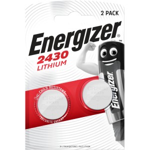 Piles bouton lithium Energizer CR2430, lot de 2. Pile pour appareils électroniques, haute densité énergétique.