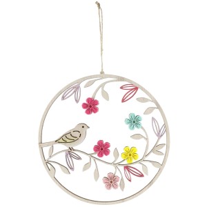 Decorazione pasquale colorata: uccellino in legno da appendere, Ø 22,5 cm. Decorazione primaverile per la tua casa.