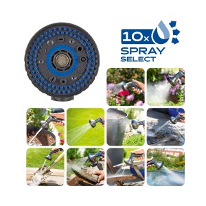 Doccia multifunzione LUX con 10 getti per irrigazione e pulizia del giardino.