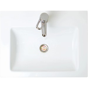 Lavabo avec bouchon design Fleurs d'été, métal, 38mm. Gros plan.