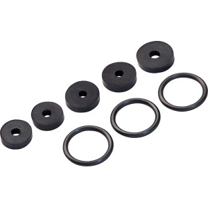 Kit guarnizioni per testine valvola, 8 pezzi, in gomma, composto da O-ring e dischi valvola.