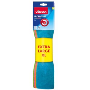 Vileda Panni in microfibra Style, colori assortiti, confezione da 4, extra large per pulizia e spolvero.