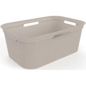 Cesto portabiancheria Rotho Brisen, 41 l, color cappuccino, in plastica, con manici e motivo a fori.