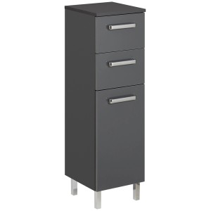 Pelipal armoire haute anthracite, 105,5x30cm, avec 2 tiroirs, porte et poignées chromées.