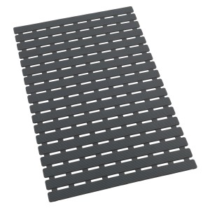 Tappetino per vasca da bagno grigio Wenko Arinos (63x40 cm) in plastica con motivo a fori per una maggiore sicurezza nella vasca.