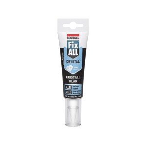 Soudal Fix All Crystal, trasparente, tubo da 130g. Sigillante e adesivo polimerico ibrido per incollaggi trasparenti.