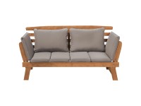 Beliani Gartenbank Portici 2-Sitzer Eukalyptusholz Hellbraun / Auflagen Taupe