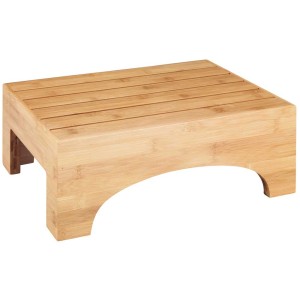 Tabouret de bain Bambusa Natural, hauteur 15 cm, en bambou clair.