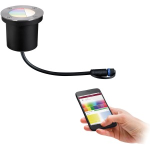Faretto da incasso Paulmann Plug & Shine RGBW con selezione colore tramite smartphone.
