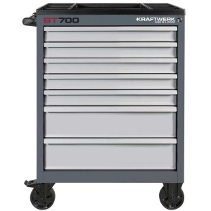 Servante d'atelier Kraftwerk BT700 avec 7 tiroirs, gris/argent, mobile.