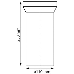 Tuyau de raccordement blanc pour WC sur pied, hauteur 250 mm, en plastique avec joint à lèvre.