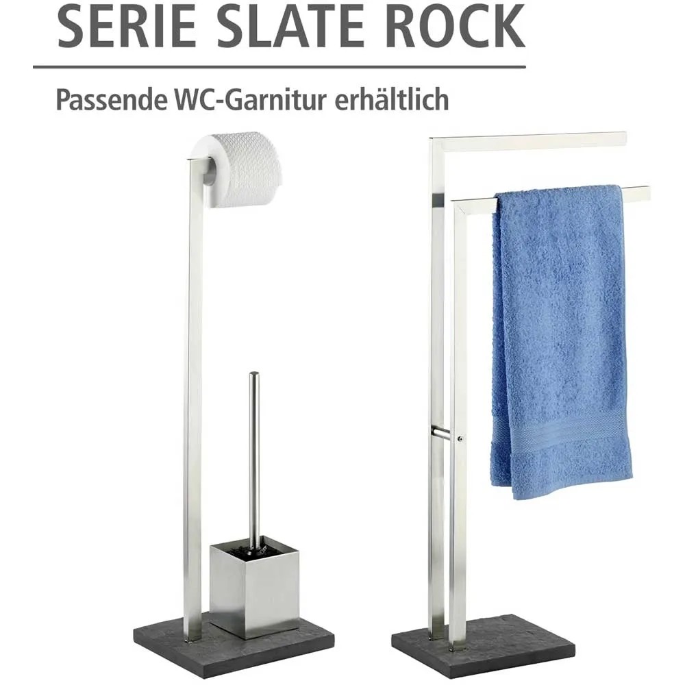 Wenko Combiné WC Slate Rock inox Gris (HxlxP) 73,5 x 23 x 19,5 cm