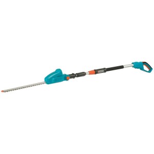 Taille-haie télescopique sans fil Gardena THS 42/18V P4A sans batterie, extensible pour les haies hautes.