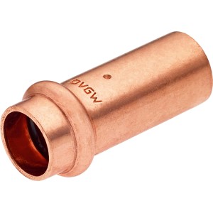 Kupfer Press-Absatznippel, 18 mm auf 15 mm, für Kupferrohre und Trinkwasserinstallation.