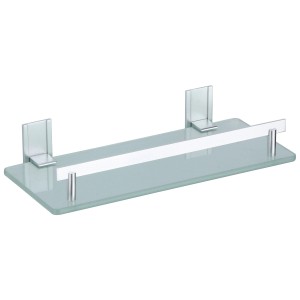 Étagère de douche MSV Tabarca en aluminium et verre pour montage mural dans la salle de bain.