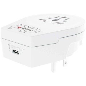 Skross® Reiseadapter World to USA mit USB-C PD Anschluss, weiss.