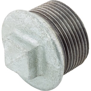 Tappo in ghisa malleabile zincata, 41,9 mm (R 1 1/4), per raccordi in ghisa malleabile.