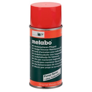 Metabo Heckenscheren-Pflegeöl-Spray 300 ml. Rote und grüne Pump-Spray-Dose für die Wartung von Gartengeräten.