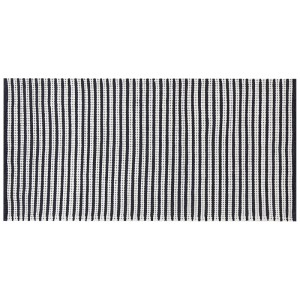 Tapis Beliani Sofulu, coton, blanc et bleu marine, 80x150 cm, tapis à poils courts avec motif rayé.