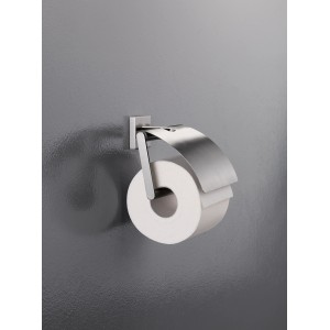 Porta carta igienica Spirella Nyo-Steel Brushed con coperchio, effetto acciaio inox.