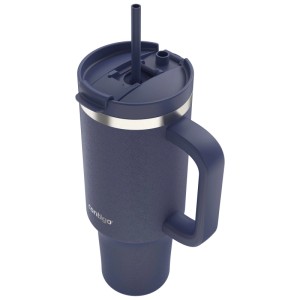 Bicchiere termico Contigo Thermalock blu indaco con manico e cannuccia, 1200 ml.