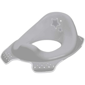 Keeeper Ewa sedile WC per bambini, sedile grigio con design a stelle e funzione antiscivolo.