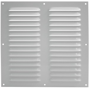 Griglia di ventilazione Marley bianca in alluminio, 300x300 mm, con lamelle.