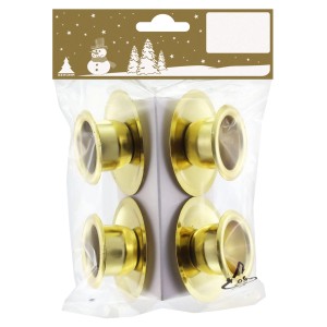 Decorazione natalizia: 4 portacandele in metallo dorato (5,5 cm) per corona dell'Avvento e decorazioni festive.