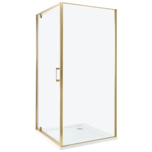Beliani Cabine de douche Darli en verre transparent et doré 185 x 90 x 90 cm