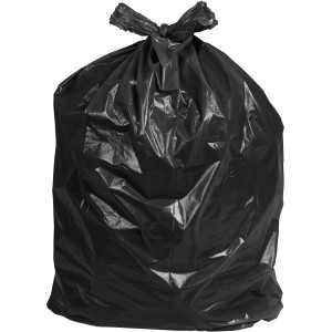 Sac poubelle noir LDPE, 120 l, rempli et noué.