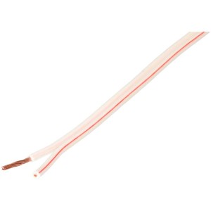 Câble de haut-parleur blanc (2x0,75mm²) avec marquage rouge, longueur 10m pour connexions audio.