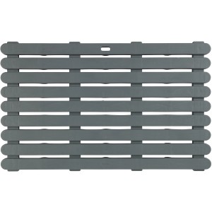 Tapis de bain gris Wenko Indoor & Outdoor, 50x80 cm, en plastique avec structure antidérapante.