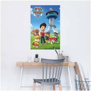 Maxi poster Pat' Patrouille Team, 61x91,5 cm, avec Ryder et les chiots devant le quartier général.