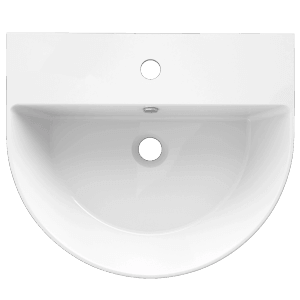 Lavabo blanc Domberg DB2002, 50x42,5 cm, avec trou de robinet et trop-plein, pour montage mural ou à poser.