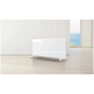 Termoconvettore elettrico Sonnenkönig Glaskon 2000 bianco con superficie in vetro e ruote.