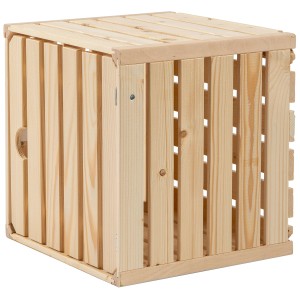 Schweizer Holzharasse A 1/2 mit Türchen, 35x35x32cm, aus Fichtenholz. Aufbewahrungsbox für Innenräume.