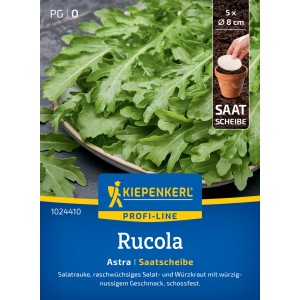 Graines de roquette Astra Kiepenkerl avec disque de semis, salade et herbe pour plates-bandes et pots.